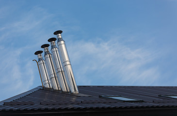 Ventilating pipes on a roof