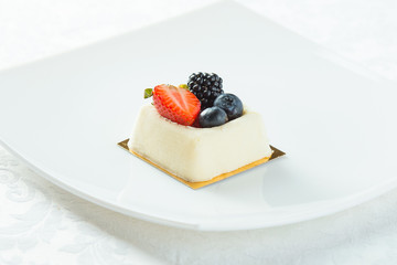 Sweet food dessert, cake on plate, white background