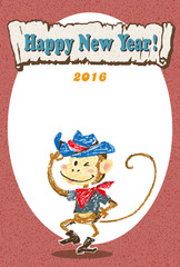 2016 new year card. Year of Monkey / vector illustration