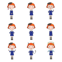 Set of Vector Emotions Character in Flat Style.