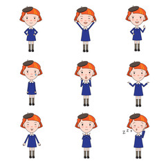 Set of Vector Emotions Character in Flat Style.