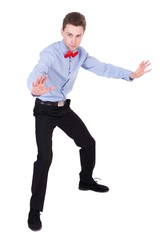 Referee suit and tie butterfly separates boxers.