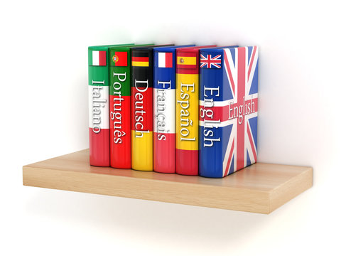 dictionaries on the shelf, learning foreign language