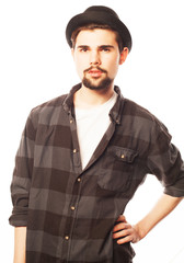 Young man  wearing black hat