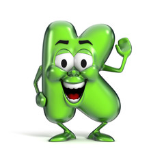 smiling cartoon font letter K