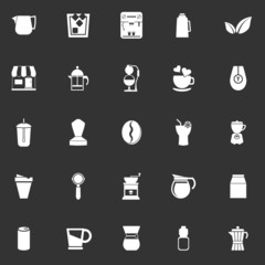 Coffee and tea icons on gray background