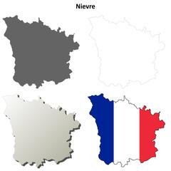 Obraz premium Nievre (Burgundy) outline map set