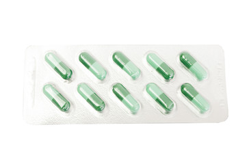 Blister of green bio organic pills