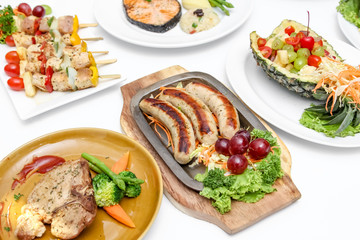 BBQ and salmon steak
