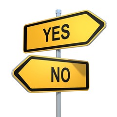 two road signs - yes or no choice