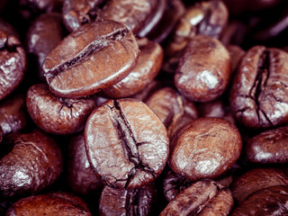 Coffee Beans with filter effect retro vintage style