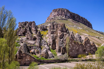 lives and churches carved in the rocks area Toganli, Turkey