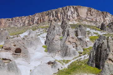 lives and churches carved in the rocks area Toganli, Turkey