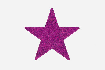 Pink Christmas Star Decoration, isolated on white background.