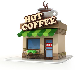 coffee shop 3d illustration
