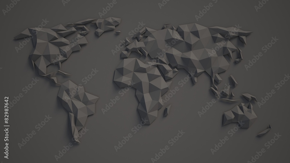 Poster 3d triangular world map