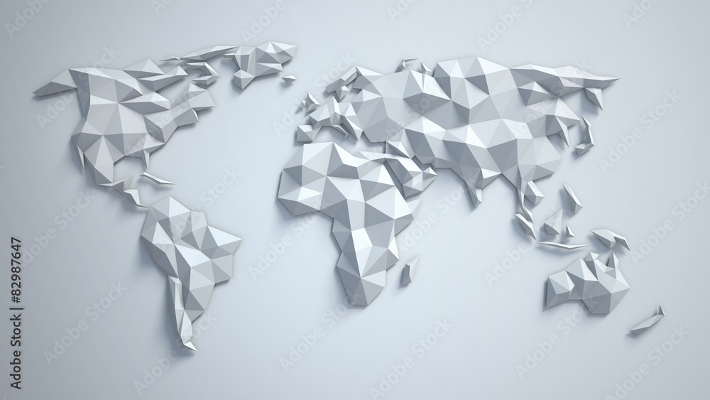 Poster 3d triangular world map