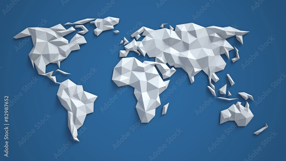 Poster 3d triangular world map