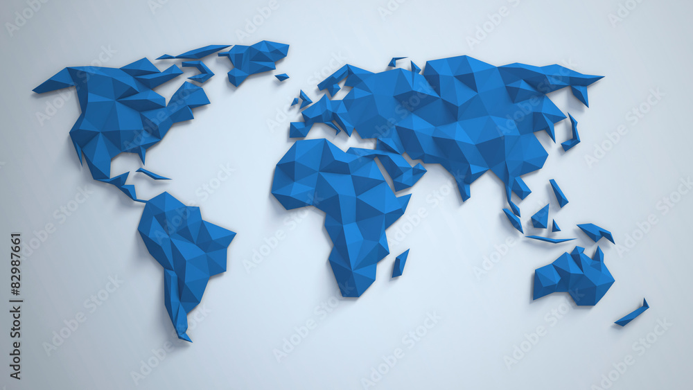 Poster 3d triangular world map