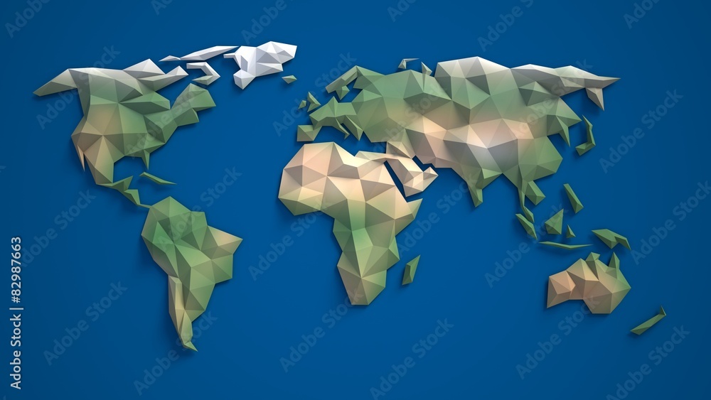 Poster 3d triangular world map