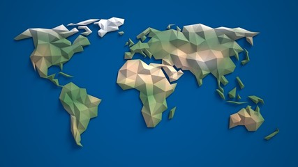 Fototapety  3d trójkątna mapa świata