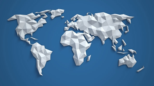 3d triangular world map