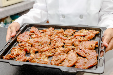 pork on tray