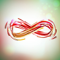 Red colors infinity symbol at light sky