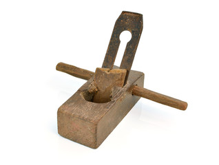old wood planer isolated on white background