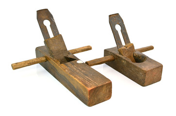 old wood planers isolated on white background