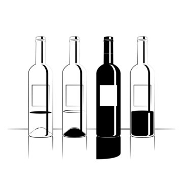 Line art wine bottles