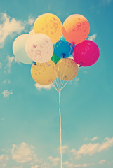 Vintage balloons flying in the sky