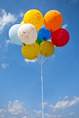 Vintage balloons flying in the sky