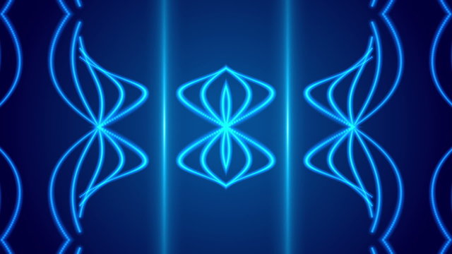 blue abstract motion background, kaleidoscope light, loop
