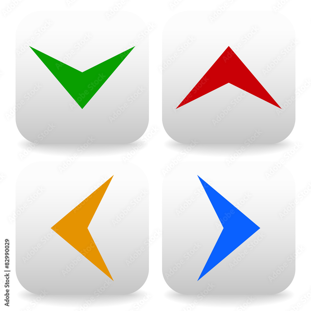 Poster rounded square arrows icons up, down, left and right