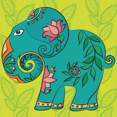 Indian elephant with pattern and texture