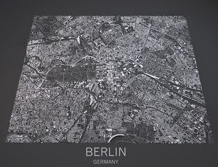 Cartina di Berlino, Germania, vista satellitare, mappa in 3d