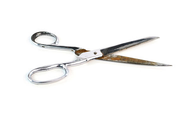 Obraz premium Old metal scissors isolated on white background