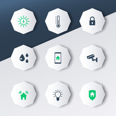 Smart house octagonal modern icons, vector, eps10