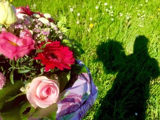 Schatten verschenkt Blumen an Muttertag