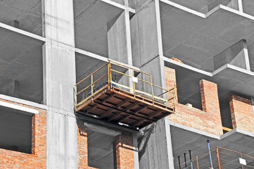 Building construction site from concrete and brick