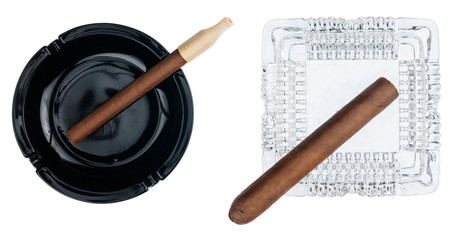 Two ashtray with cigars
