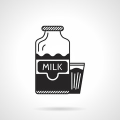 Milk bottle and glass black vector icon