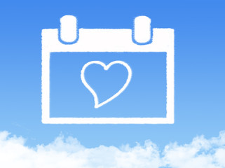 Love calendar cloud shape