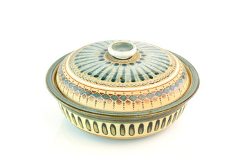 old chinese ceramic bowl isolated white background