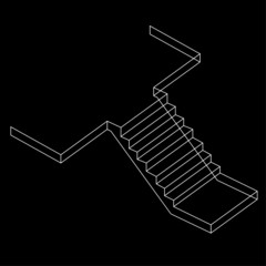 Wire-frame Drawing of a Reinforced Cement Concrete stair 