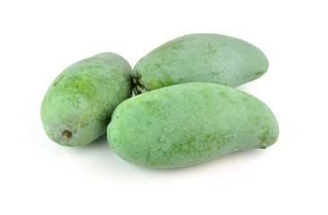 Green mango isolated on a white background