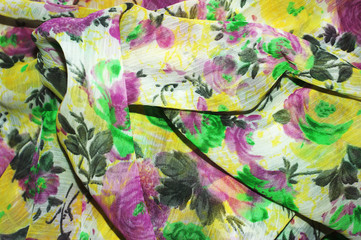 chiffon with floral ornament, background