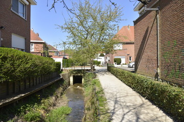 Ruisseau traversant une zone résidentielle au sud de Bruxelles