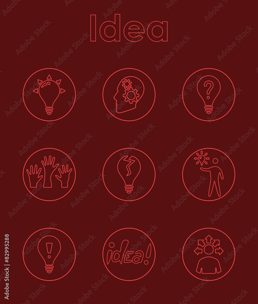 Poster set of idea simple icons